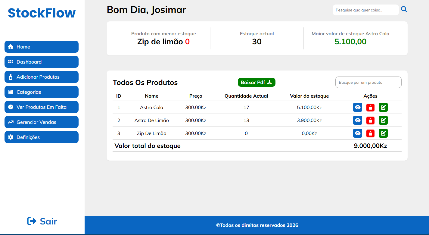 Projecto de gestão de estoque